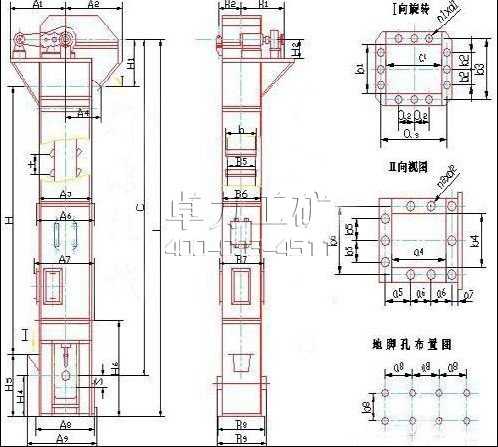 TD斗式提升機外形尺寸圖