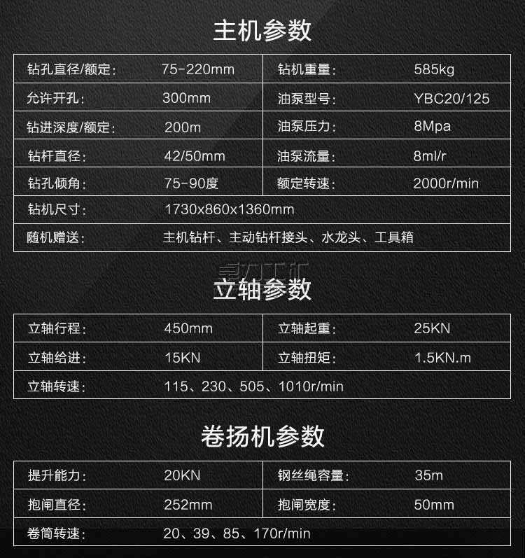 GK-200型巖心鉆機 參數